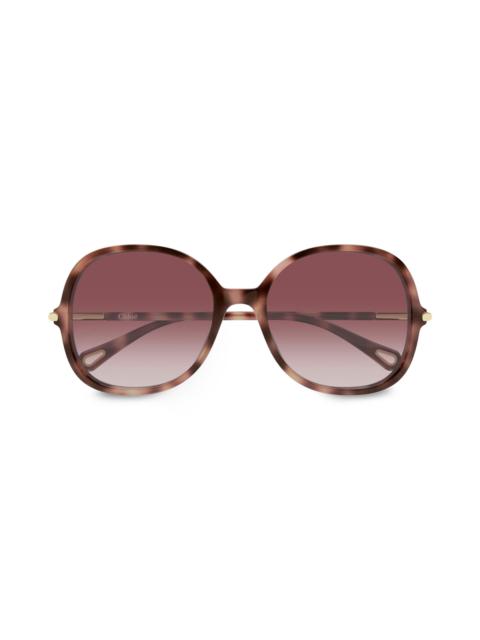 Chloé Women's Tubolar 57MM Round Sunglasses - Brown
