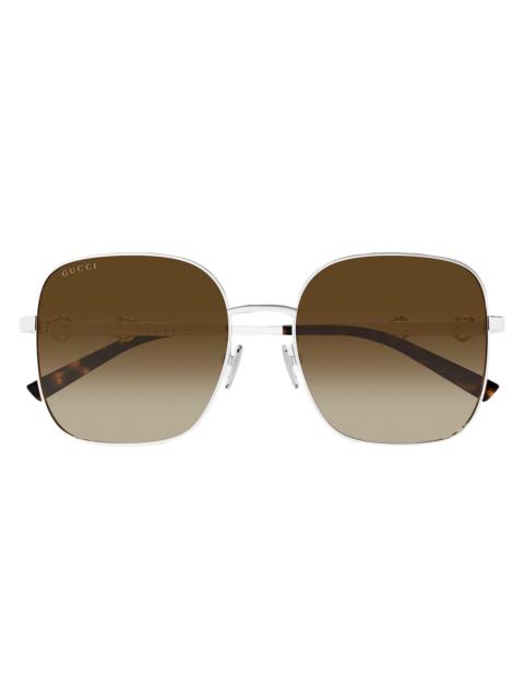 GUCCI Women's GG Square Sunglasses - Silver Brown
