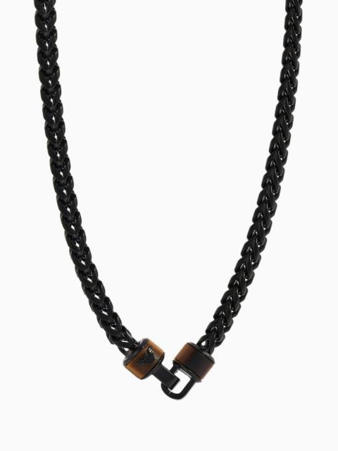 EMPORIO ARMANI Brown Tiger's Eye Chain Necklace