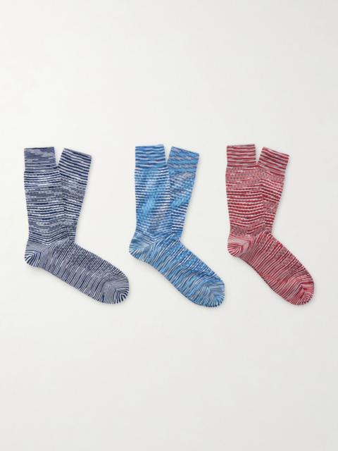 Missoni Three-Pack Crochet-Knit Cotton-Blend Socks Multi