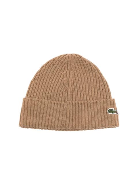 logo-patch ribbed-knit beanie