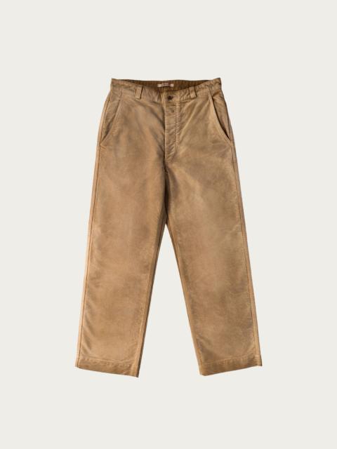 AURALEE Garment-Dyed Organic Cotton Heavy Moleskin Pants - Faded Brown