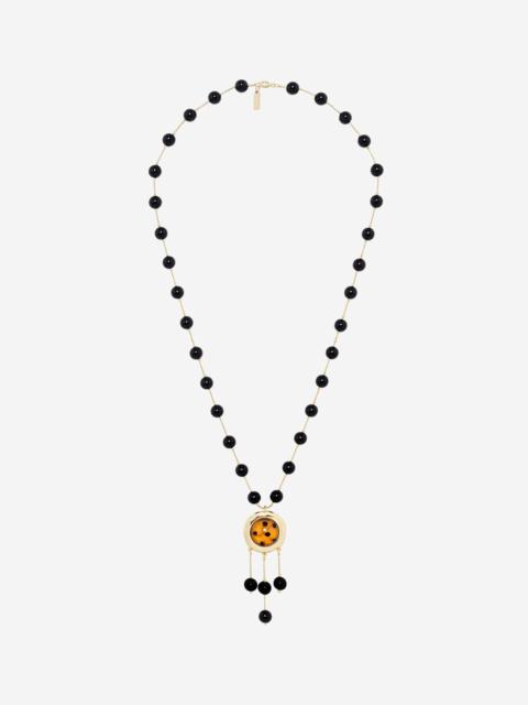 The Kooples PEARL NECKLACE WITH ORANGE PENDANT