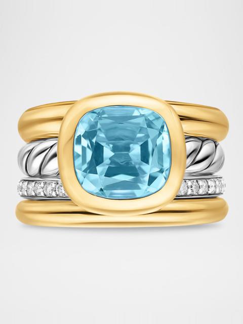 DAVID YURMAN DY Mercer 4 Row Stone Ring with Diamonds in Silver and 18K Gold