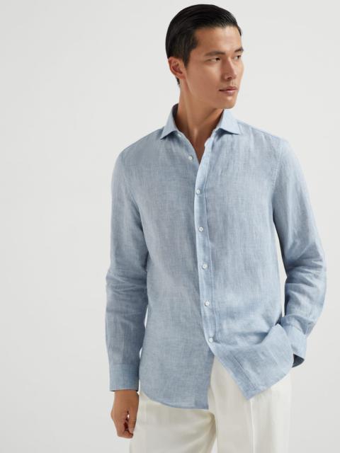 Linen easy fit shirt with spread collar