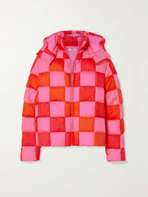 ERL Hooded quilted padded checked shell jacket
