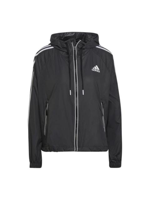 adidas (WMNS) adidas BSC 3-Stripes Wind Jacket 'Black' H55345