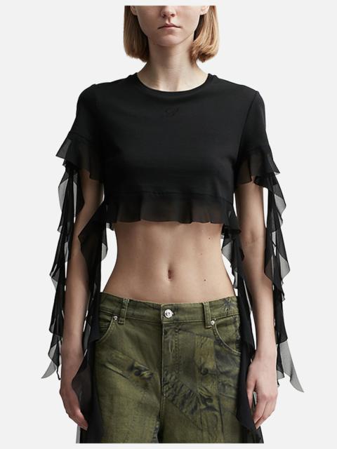 CROPPED T-SHIRT WITH RUFFLES AND FLOUNCES