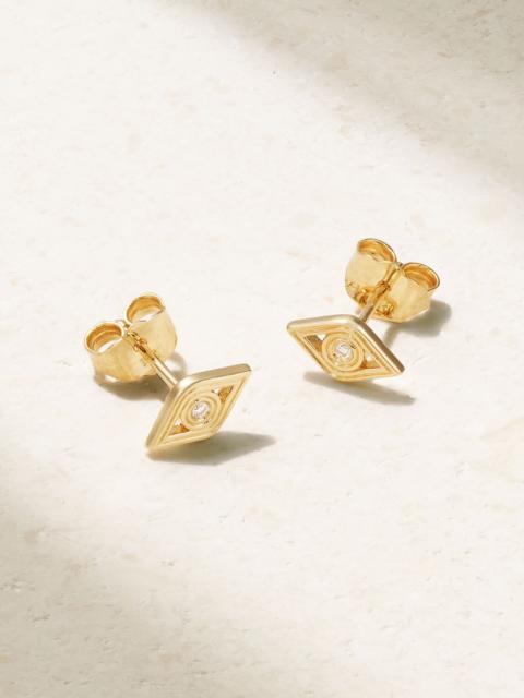 SYDNEY EVAN Fluted Evil Eye 14-karat gold diamond earrings Gold