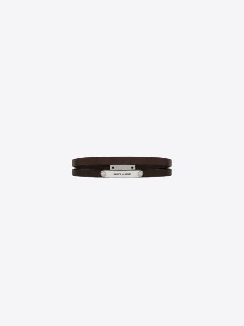 SAINT LAURENT double-wrap id bracelet in leather