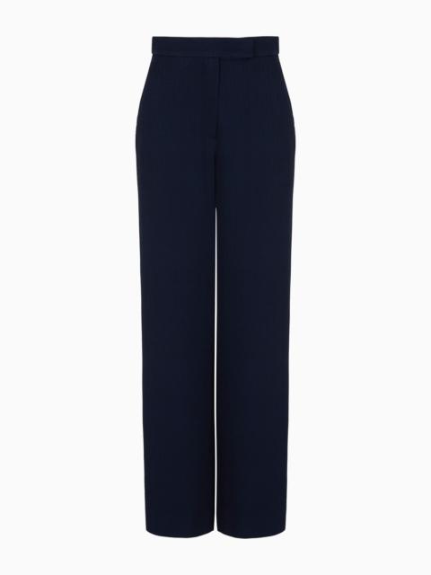 EMPORIO ARMANI Icon frisottino palazzo trousers with jacquard micro-check motif