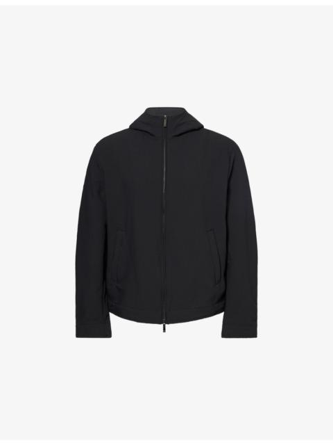 EMPORIO ARMANI Seersucker Hooded Woven Jacket