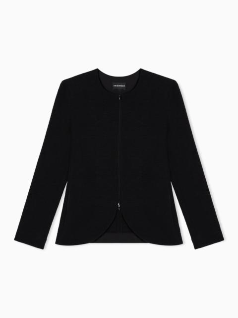 EMPORIO ARMANI TUBULAR EMBOSSED JERSEY JACKET