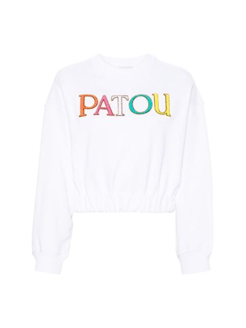 PATOU flocked-logo cropped sweatshirt