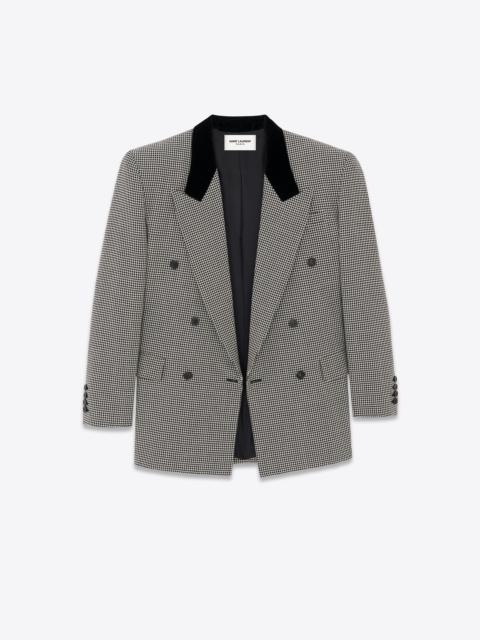 SAINT LAURENT oversized chesterfield jacket in check wool