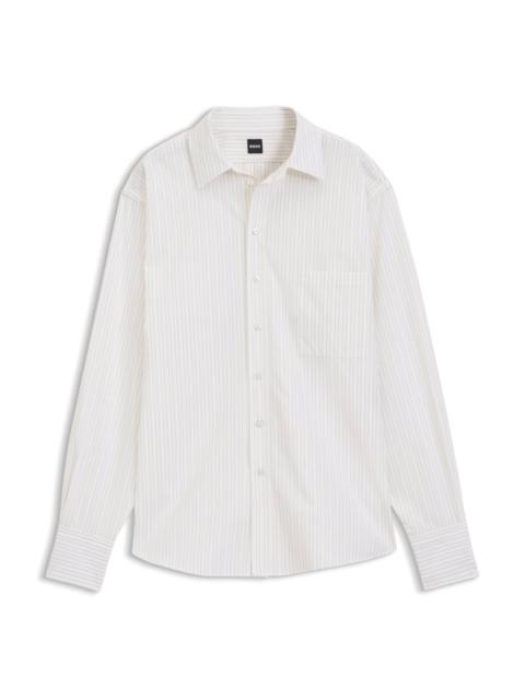 BOSS RELAXED-FIT BLOUSE IN STRIPED COTTON POPLIN