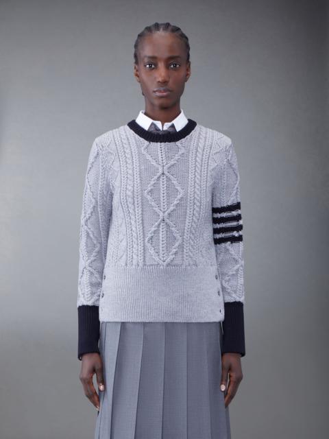 Thom Browne Wool Jersey Organza Collar Ribbon Tie Combo Cardigan