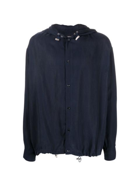 drawstring-hem hooded jacket