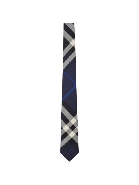 Burberry Navy Check Silk Tie