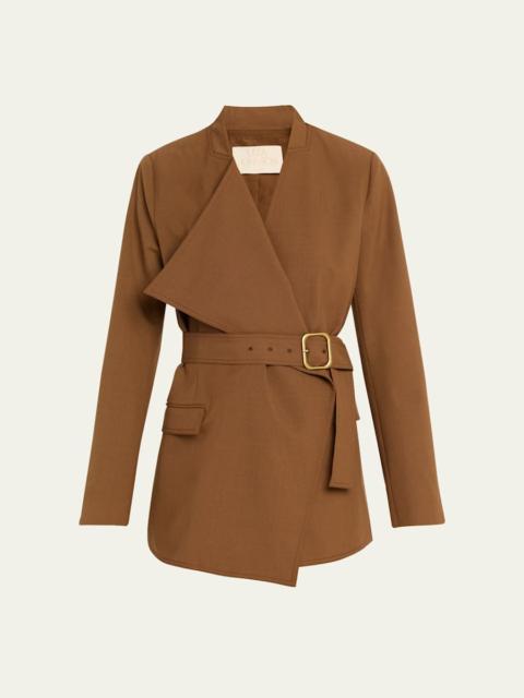 ULLA JOHNSON Zehra Draped Blazer Jacket With Belt
