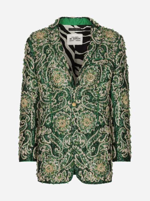 Dolce & Gabbana Tailored Taormina-fit jacket in embroidered silk mikado