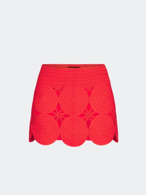 SIMONMILLER Beep Beep Mini Skirt in Coral Red