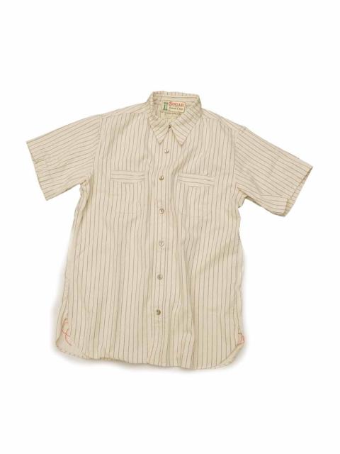 SUGAR CANE FICTION ROMANCE - 8.5oz. WHITE WABASH STRIPE - S/S WORK SHIRT - SC37275
