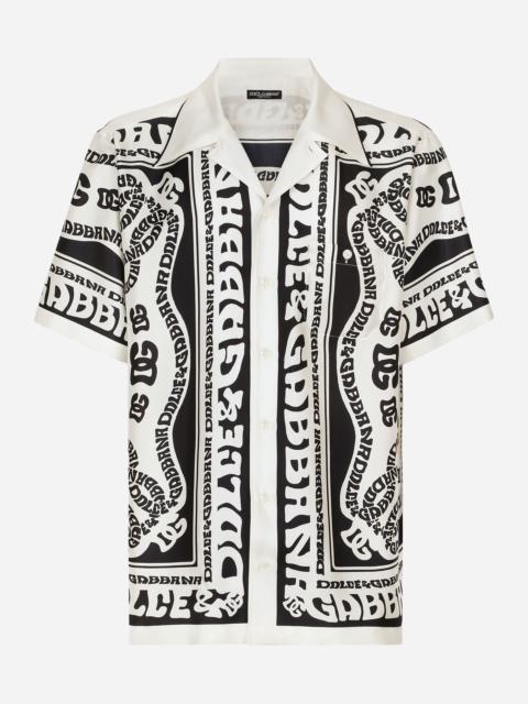 Marina-print silk Hawaii shirt