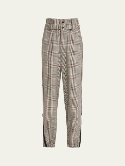 Plaid Double Waistband Wool Trousers