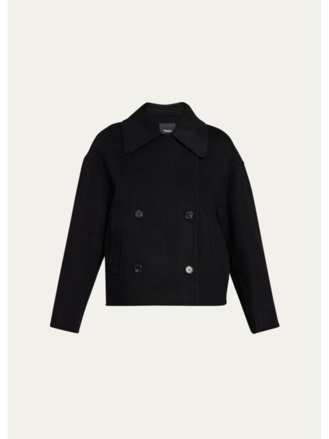 Theory Double-Breasted Wool-Cashmere Short Pea Coat