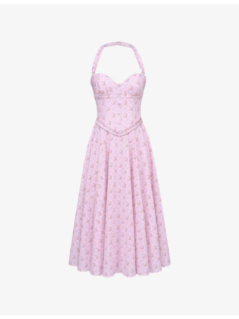 House of CB Georgie Floral-Print Stretch-Cotton Midi Dress