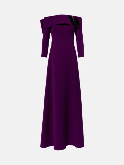 Safiyaa Lunelle embellished off-shoulder crêpe gown