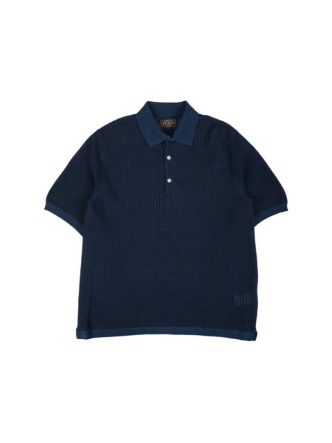 BEAMS PLUS Knit Polo 'Washi' 2 Tone Navy