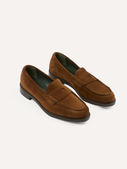 Drake's Snuff Suede Charles Goodyear Welted Penny Loafer