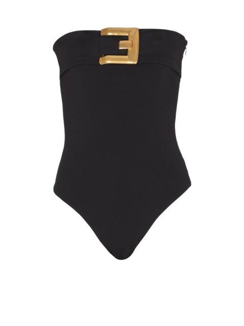 Balmain Crepe bustier bodysuit with belt detail