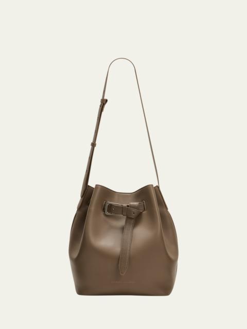 Buckle Leather Bucket Bag