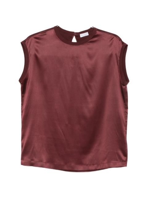 Brunello Cucinelli Brunello Cucinelli Satin Cap-sleeve Top