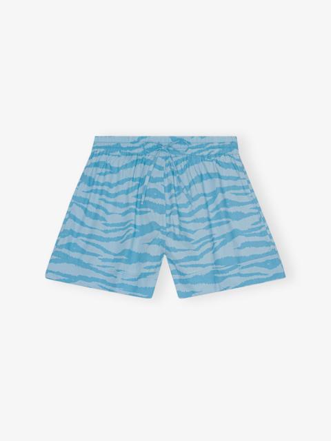 GANNI PRINTED COTTON ELASTICATED SHORTS