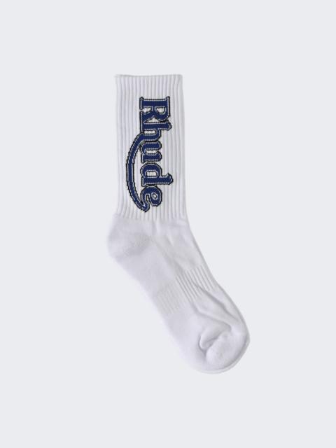 Rhude Vertical Race Track Sock White And Blue