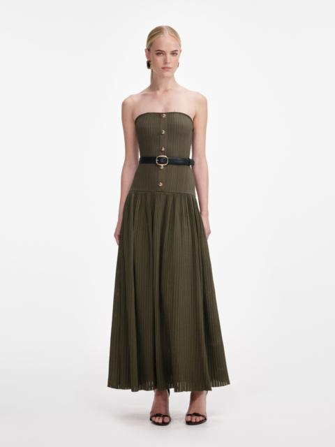 Khaki Bandeau Knit Midi Dress