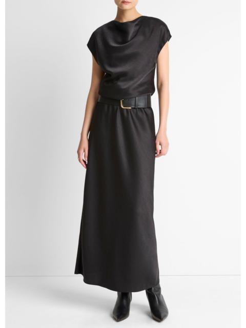 Vince Draped Satin Cowl-Neck Dress