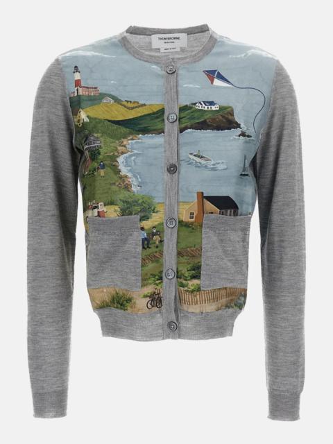 Thom Browne Crew-neck cardigan in cashmere and silk