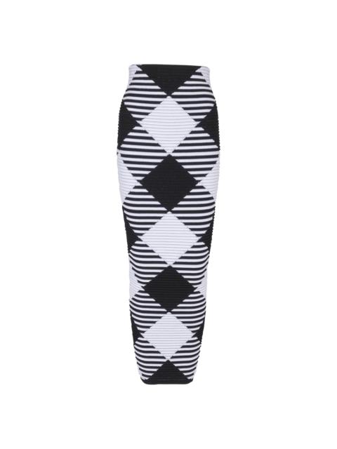 Balmain Mid-length skirt in rolled gingham knit