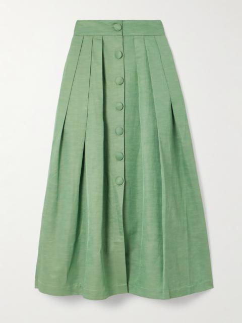 DESTREE Irving Pleated Twill Maxi Skirt