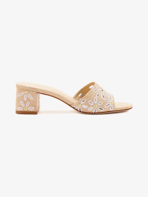 Larroudé Brigitte Mule In Beige Raffia
