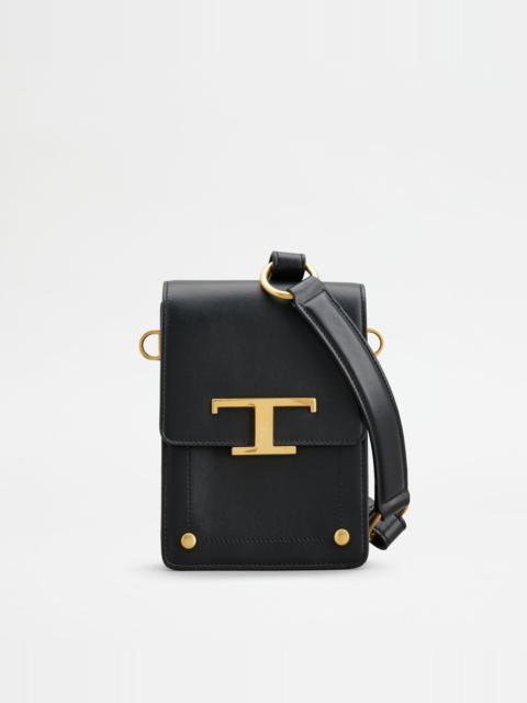 T TIMELESS BAG IN LEATHER MICRO - BLACK