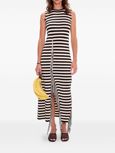 SIMONMILLER Sabine striped fringe knit midi dress