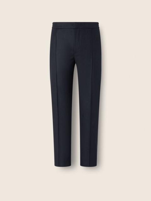 ZEGNA NAVY BLUE WOOL SILK AND CASHMERE PANTS