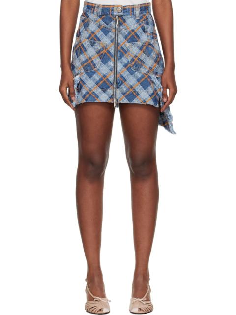 Vivienne Westwood Blue & Orange Tartan Sailor Denim Miniskirt