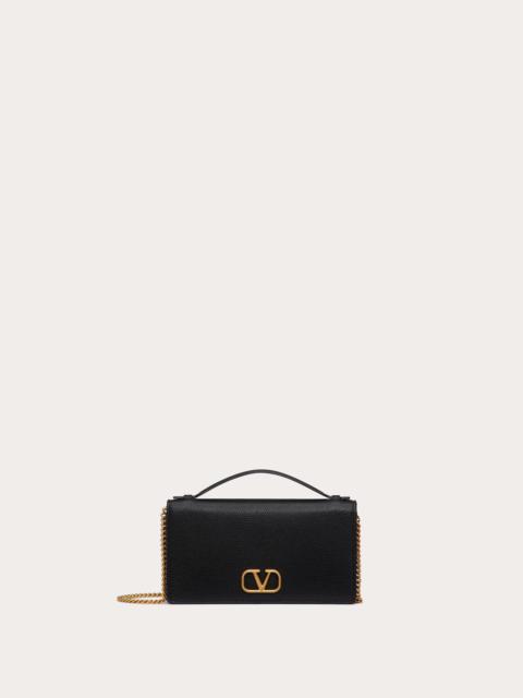 Valentino VLOGO SIGNATURE GRAINY CALFSKIN WALLET WITH CHAIN